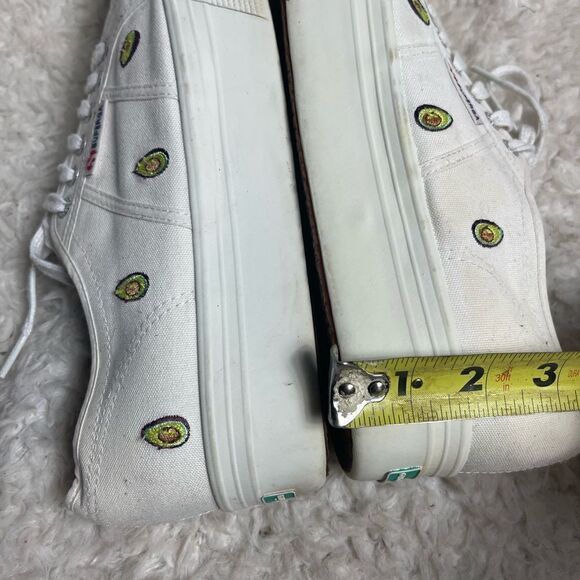 Superga White Canvas Platform Embroidered Avocado Sneakers EURO SZ41 - Picture 7 of 10